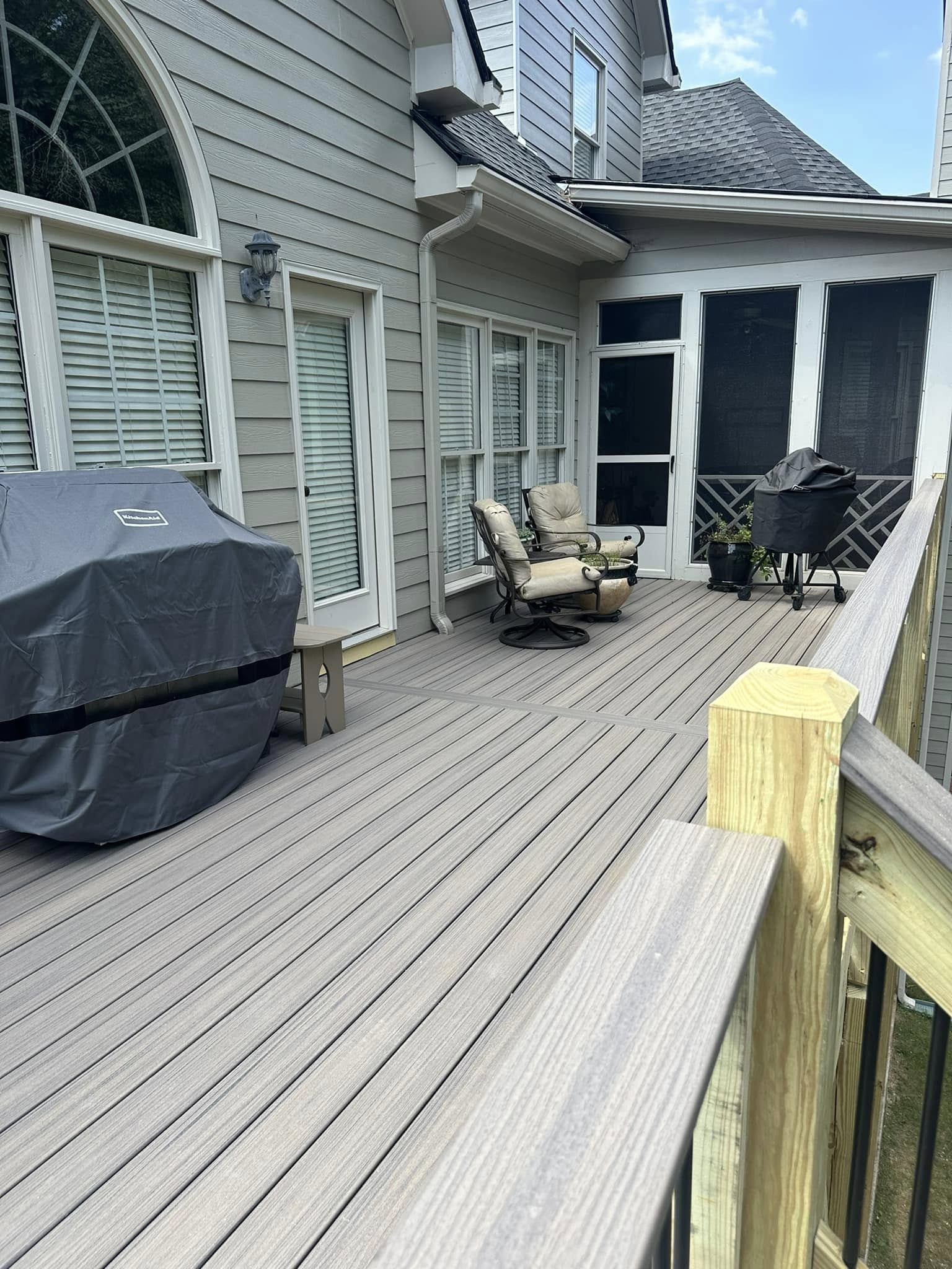 Custom composite deck with dining & seating area
