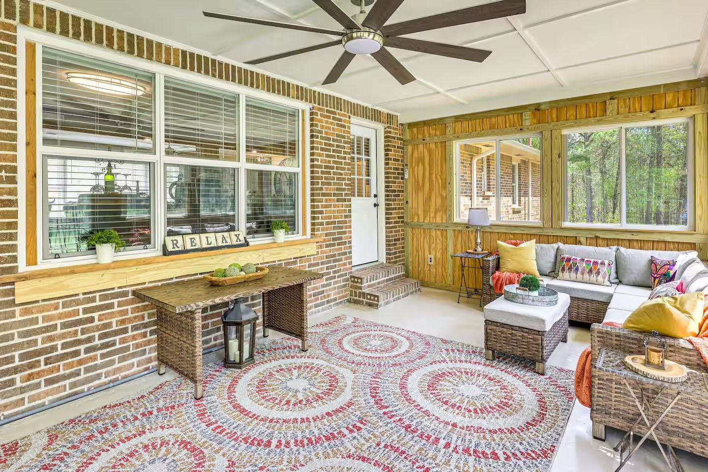 Screened-in brick sunroom & outdoor living space